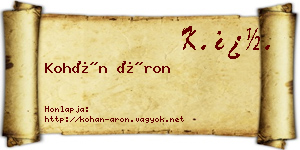 Kohán Áron névjegykártya